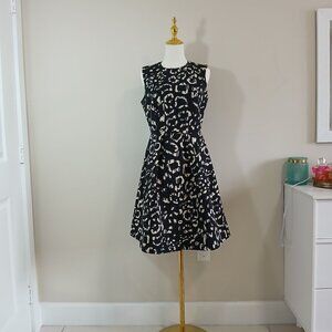 H&M Fit & Flare Dress Women’s Size 8 Black White Animal Print Sleeveless